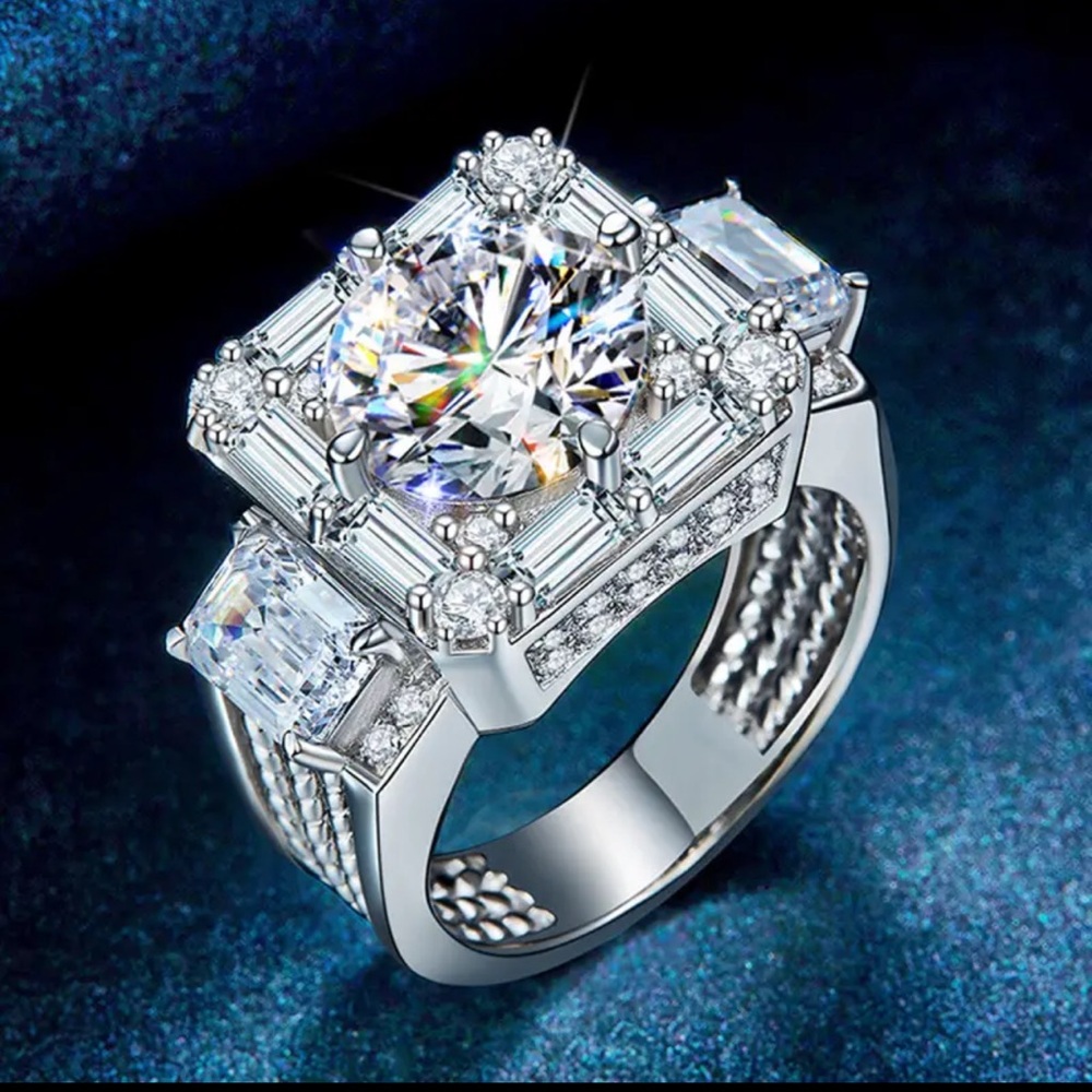 5 Ct Round Simulated Diamond Cluster Bling, Iced Out, Unisex, Badass Ring Sz 9